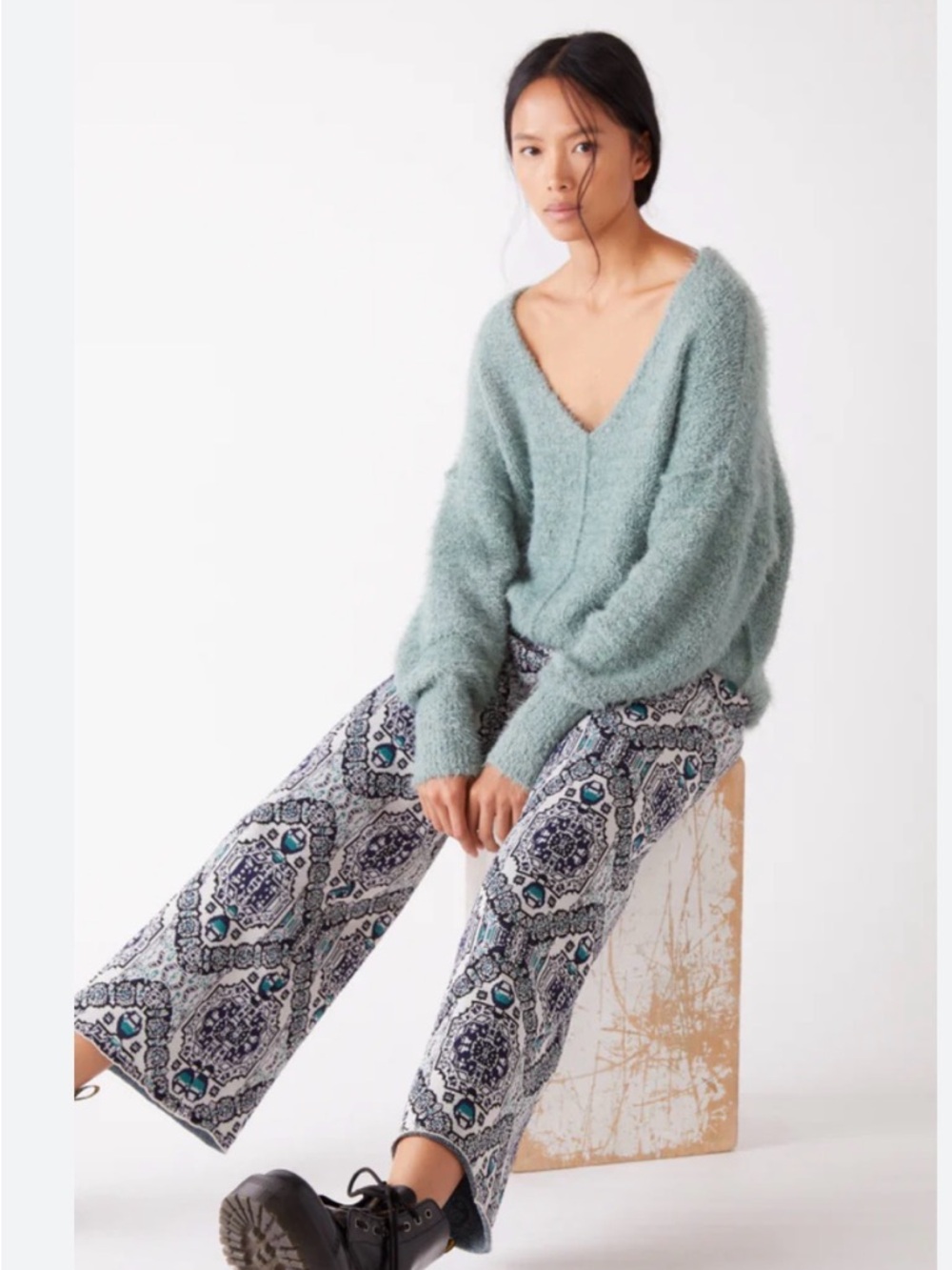 Free People Icing Plush V-Neck Sweater in Spring Dust - Picture 11 of 11